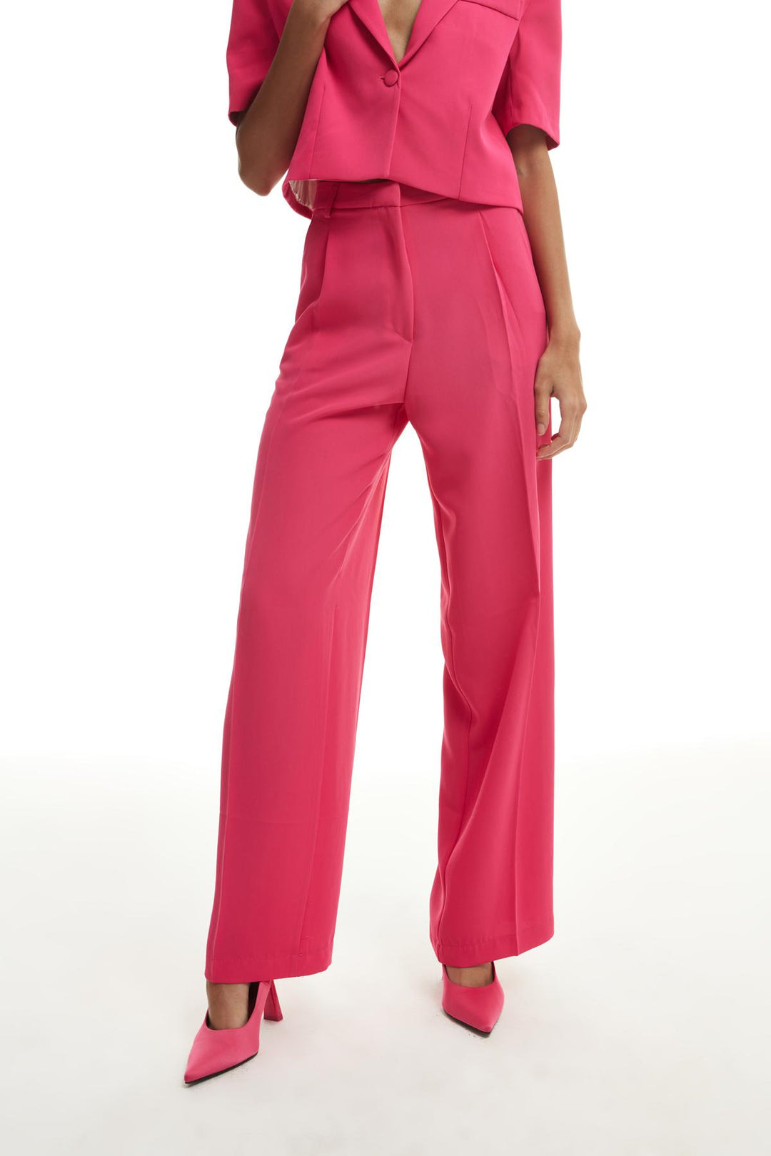Pleated Wide Leg Trousers Fuchsia