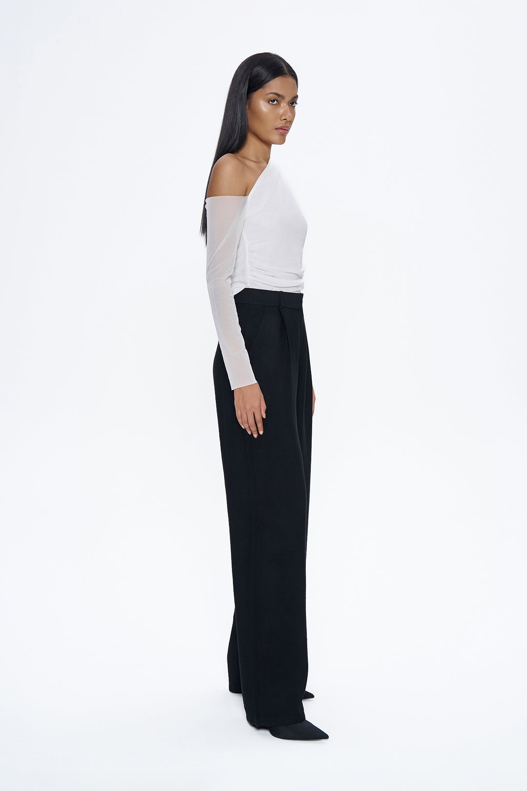 Yüksel Waist Wide Leg Trousers Black