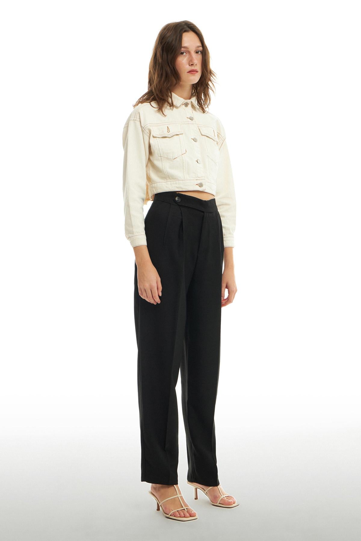 Double Pleated Trousers Black