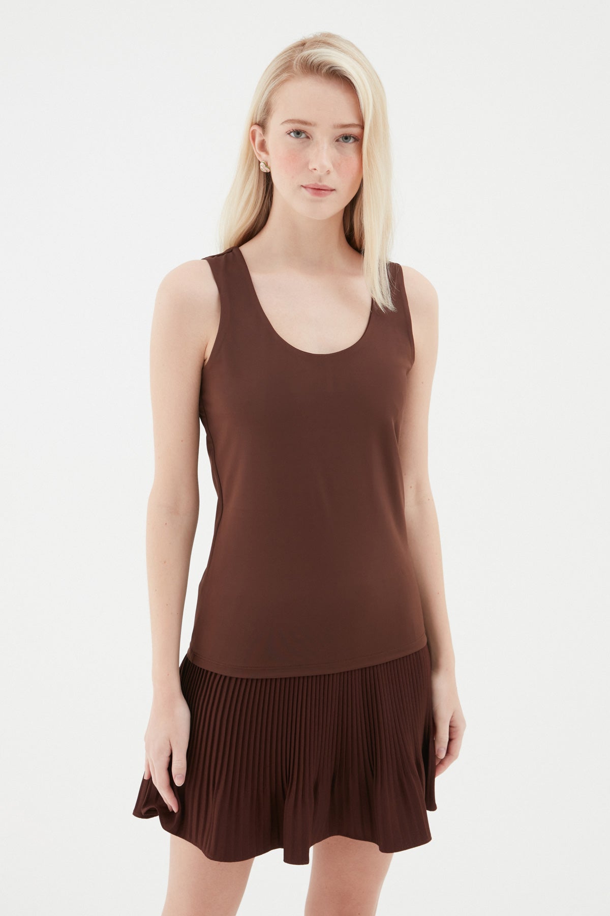 Thick Strap Basic Blouse Brown
