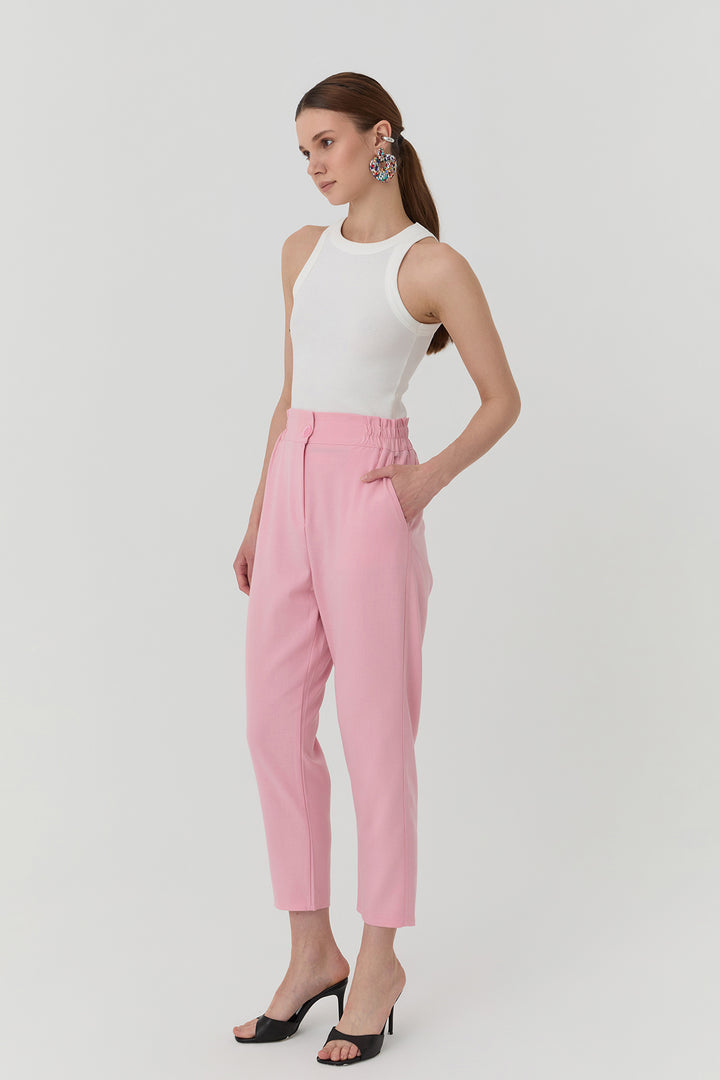 Beli Lastikli Pantolon Pembe