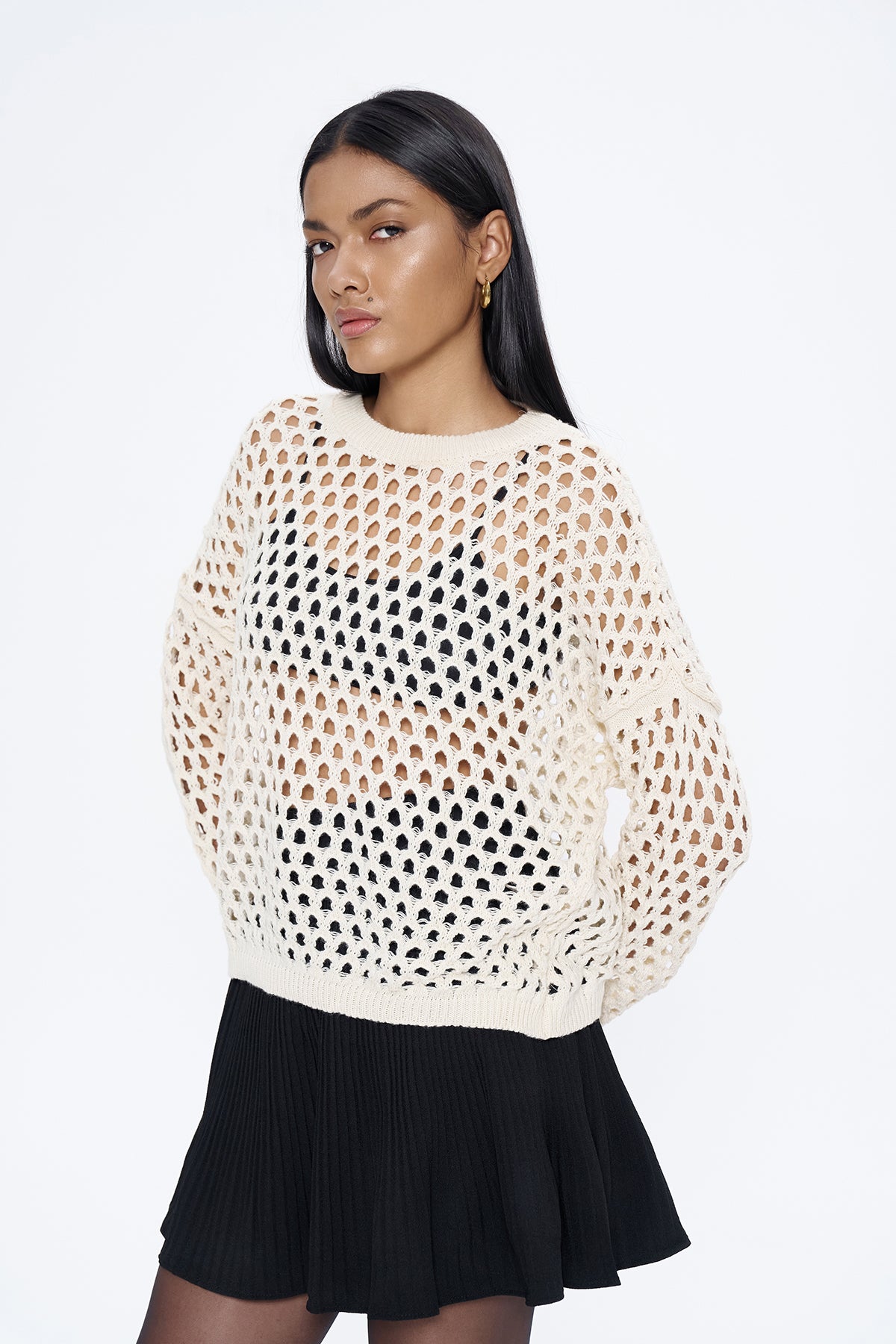 Openwork Detailed Fine Knitwear Cream