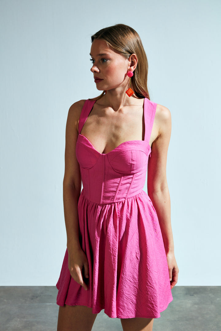 Bust Detailed Underwire Mini Dress Pink