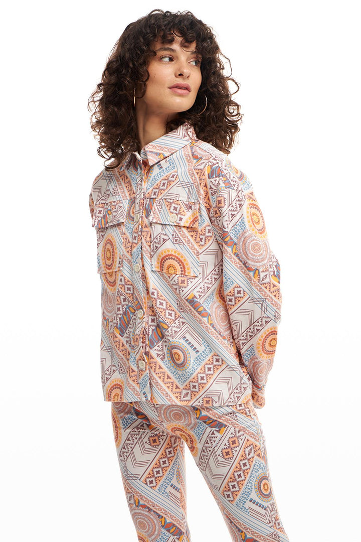 Desenli Mevsimlik Ceket Naturel