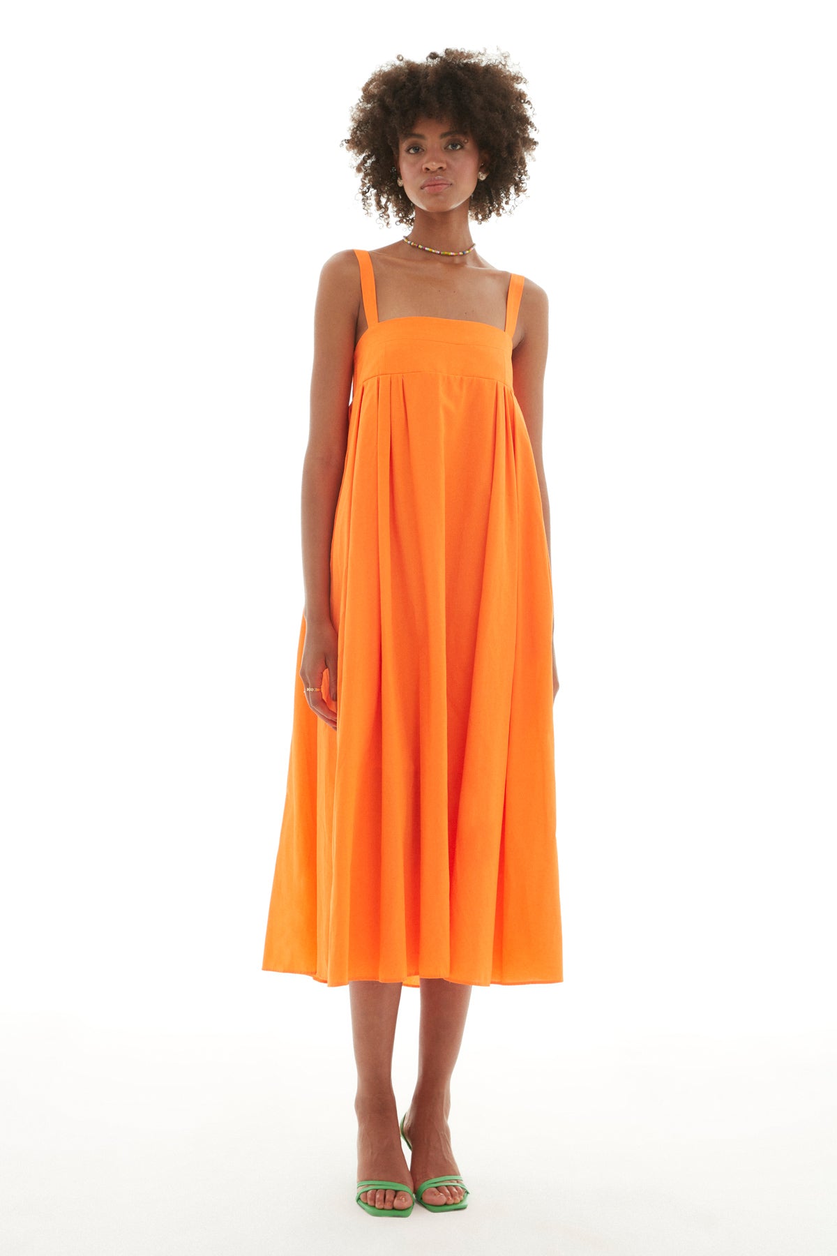 Strap Long Dress Neon Orange