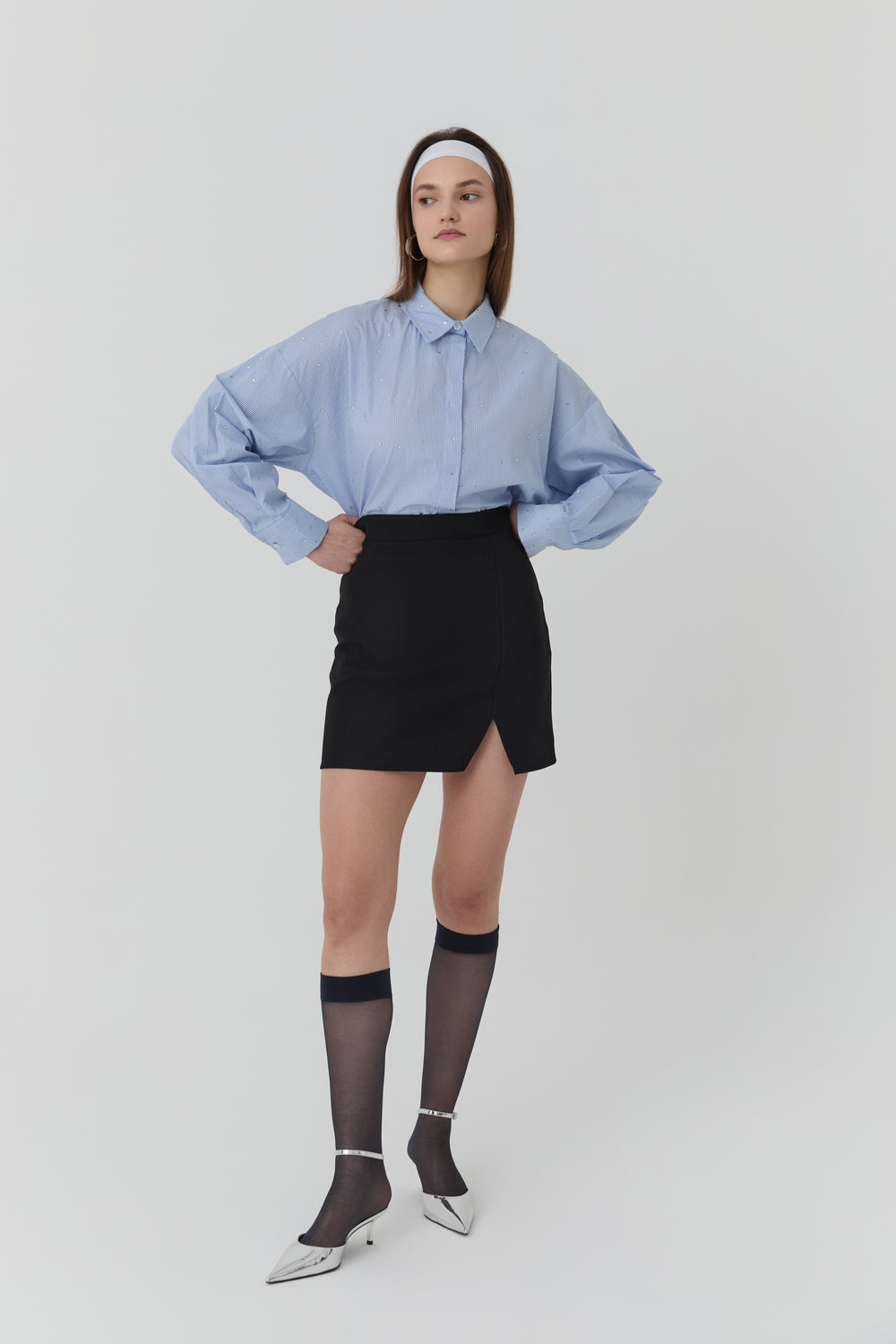 Slit Detailed Mini Skirt Black