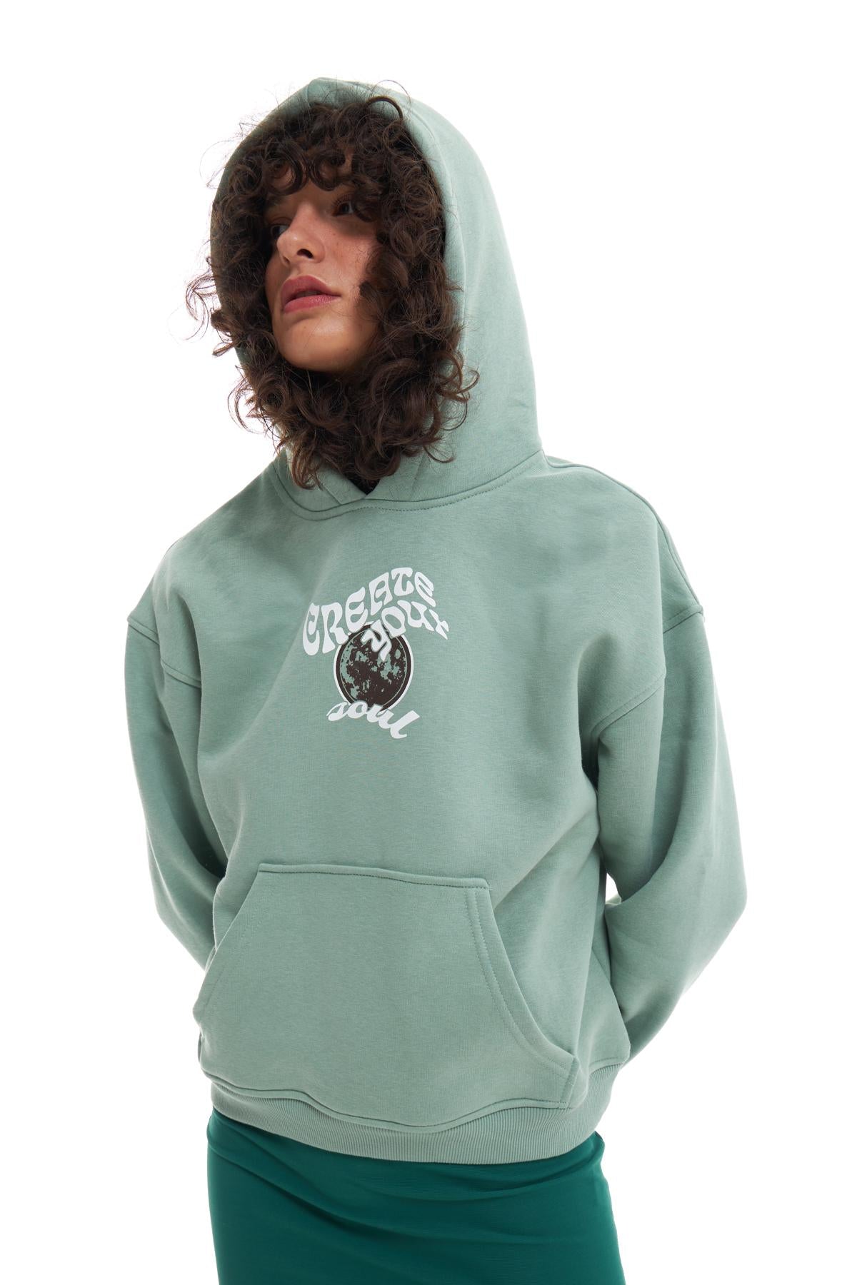 Kangaroo Pocket Hooded Sweatshirt Mint