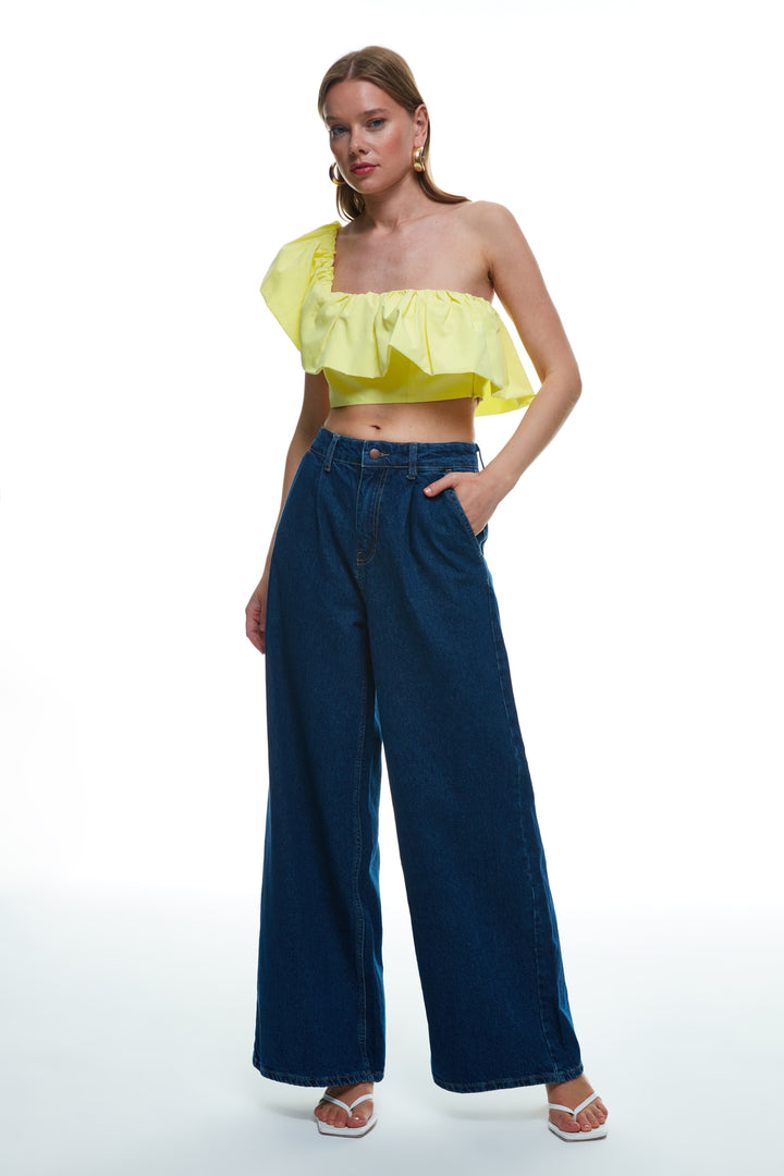High Waist Wide Leg Jeans Blue