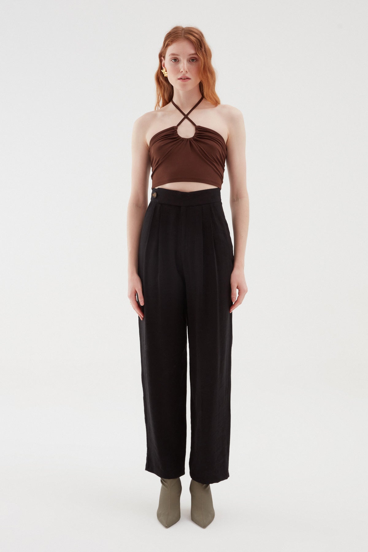 Pocket Detailed Wide Leg Trousers Black