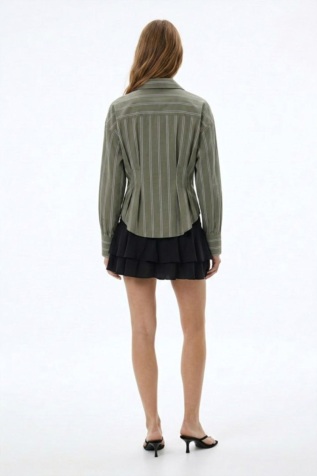 Çizgili Bele Oturan Gömlek Haki
