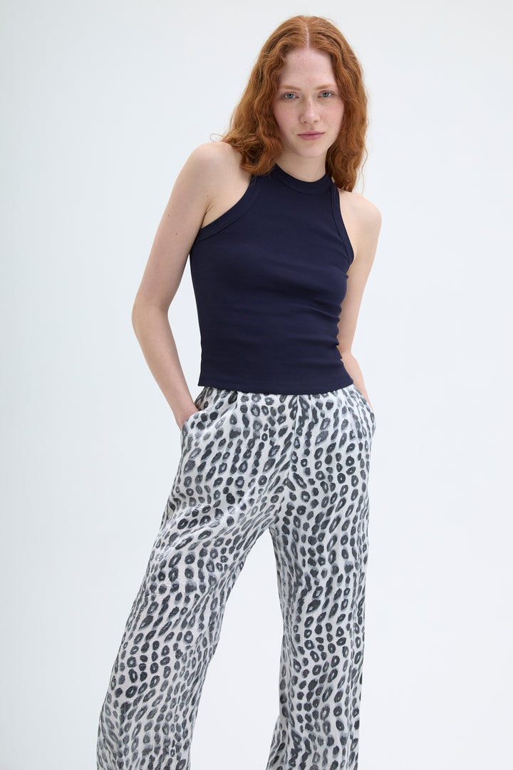 Halter Yaka Basic Fitilli Atlet Lacivert