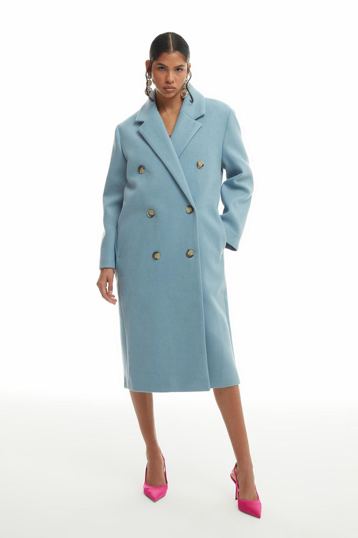 Buttoned Long Coat Blue