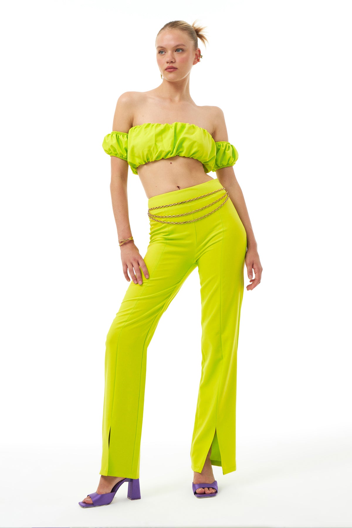 Pleated Bustier Neon Green