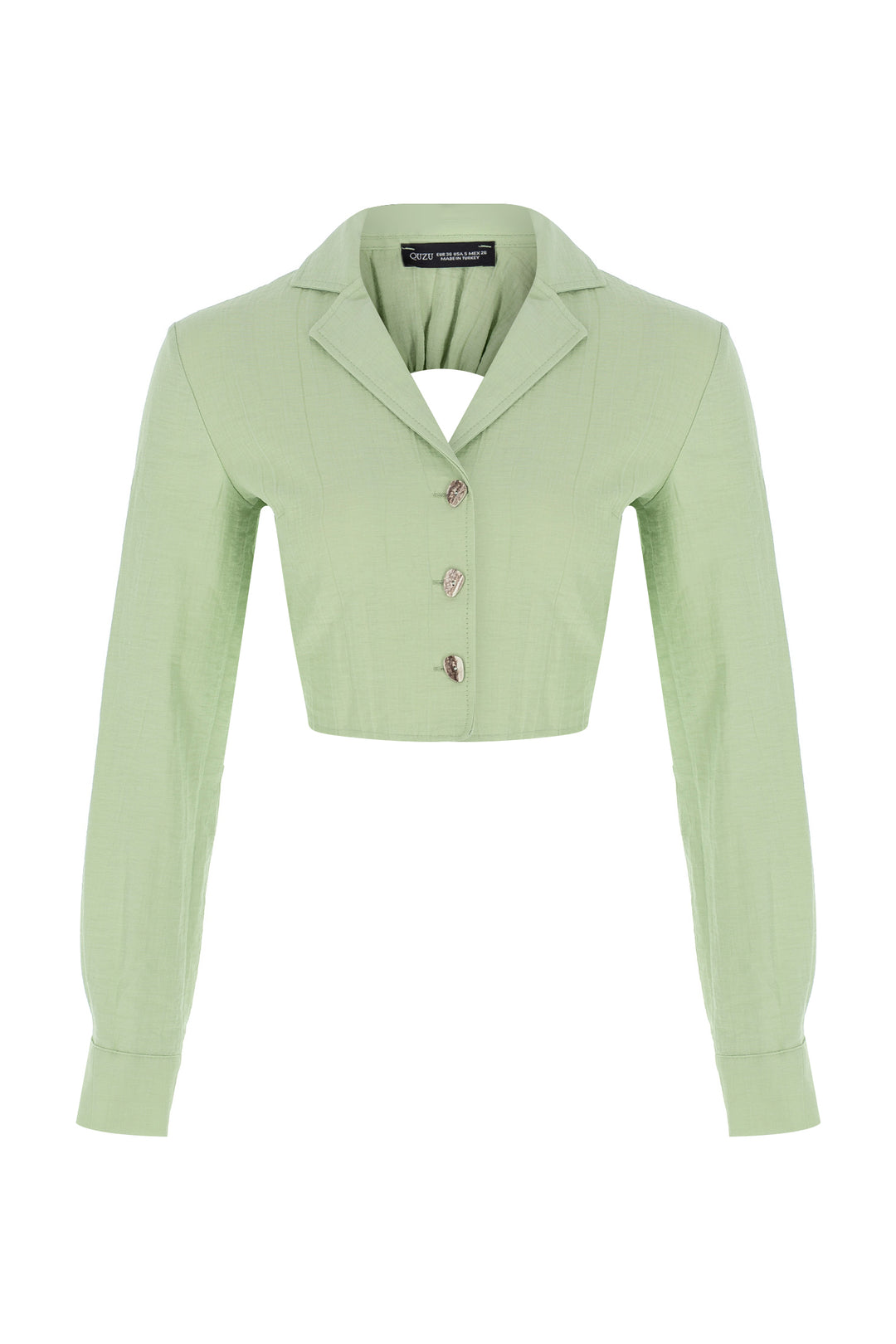 Sırt Bağlama Detaylı Crop Gömlek Mint