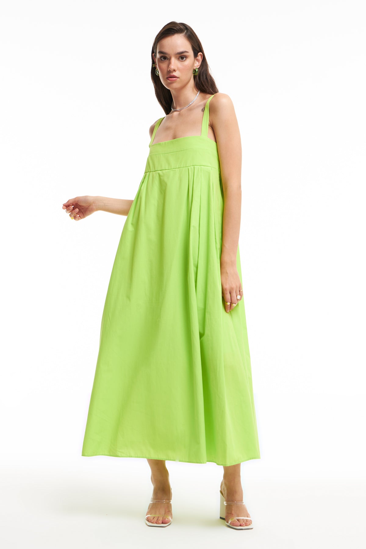 Strap Long Dress Neon Green