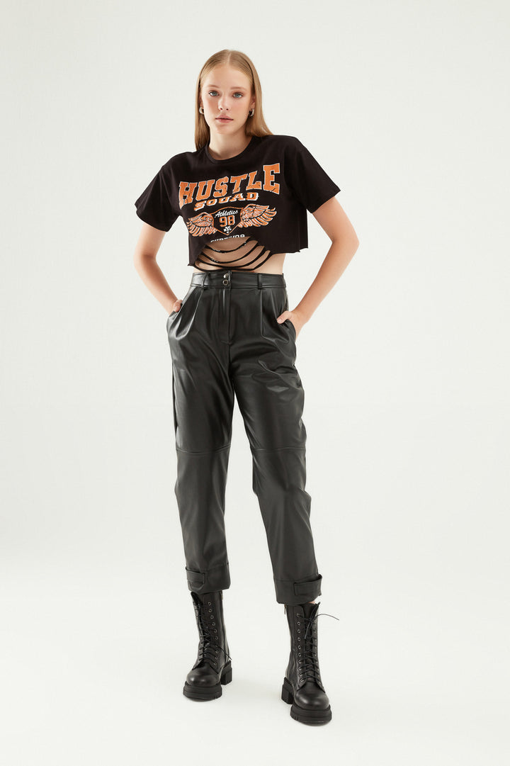 Printed Crop T-Shirt Black
