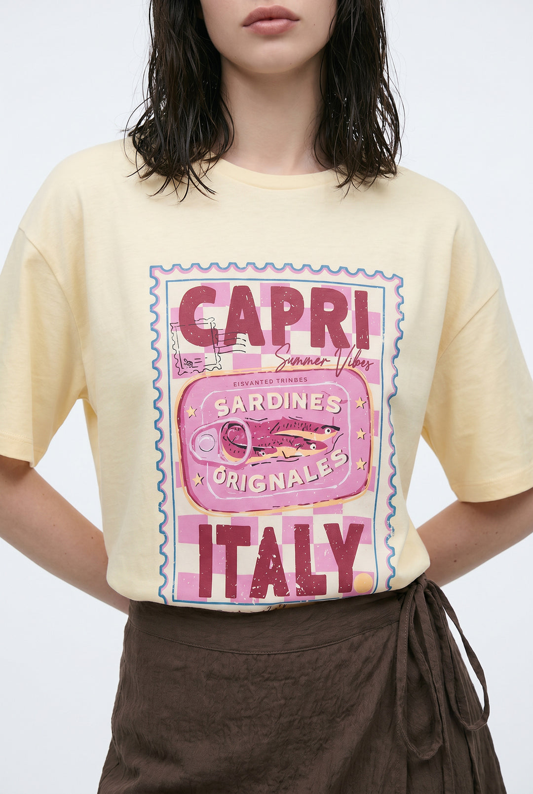 Capri Italy Baskılı Tişört Sarı