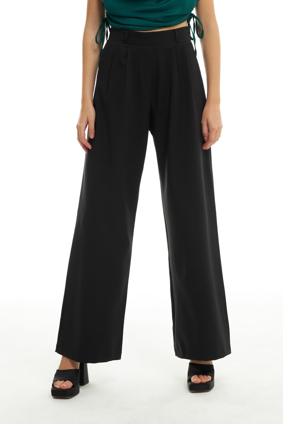 High Waist Wide Leg Trousers Black