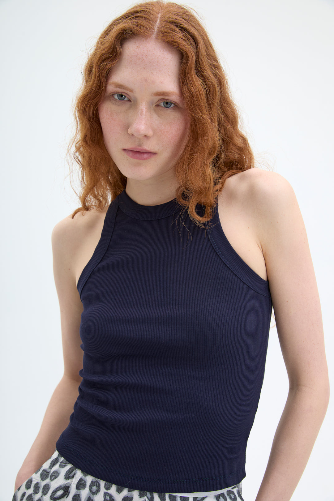 Halter Yaka Basic Fitilli Atlet Lacivert