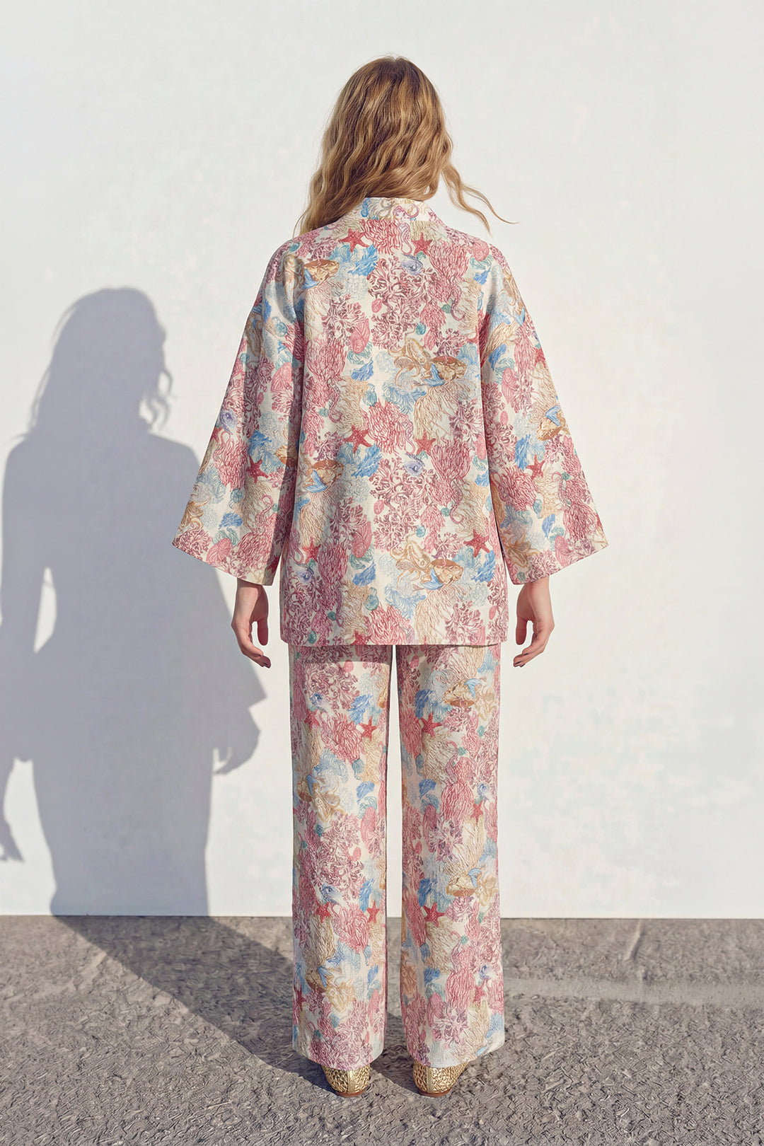 Çiçek Desenli Kısa Kimono Pembe