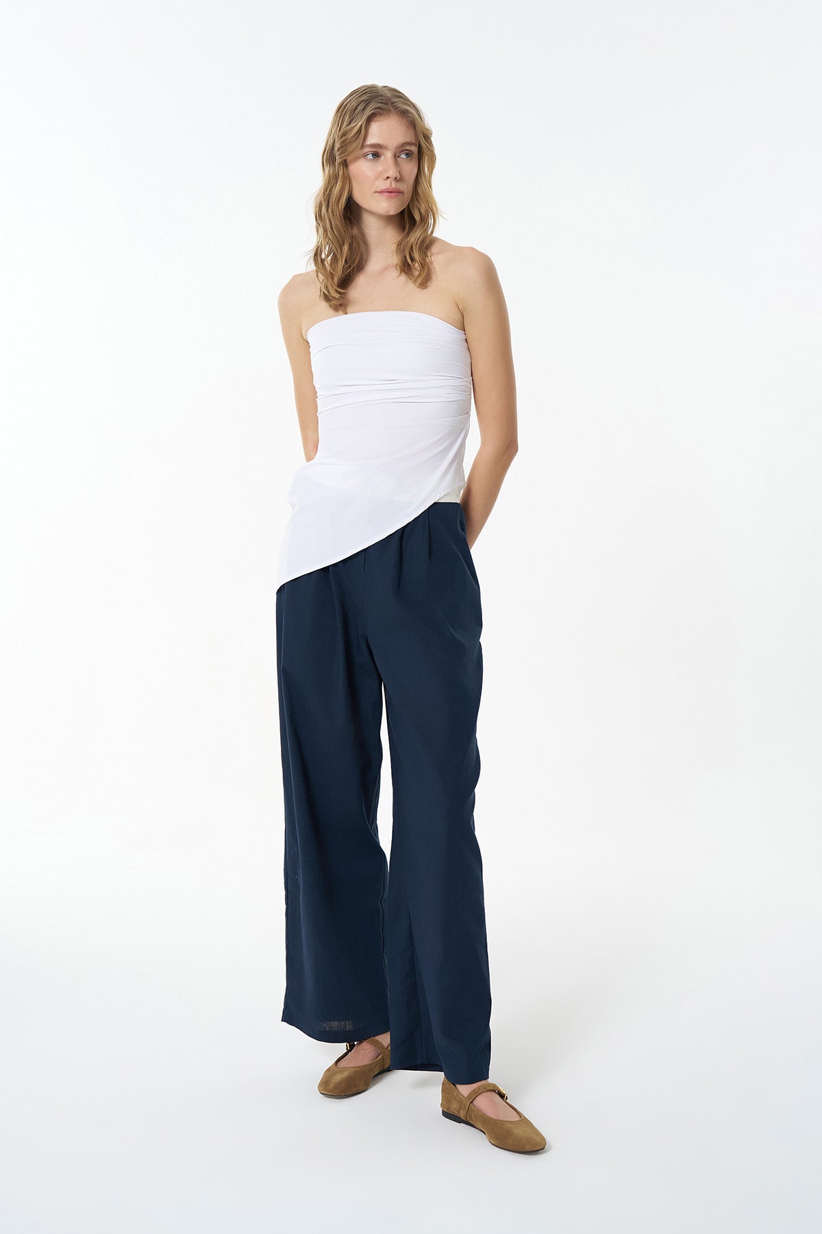 トップス 731 Straplez Asimetrik Bluz Beyaz – QUZU