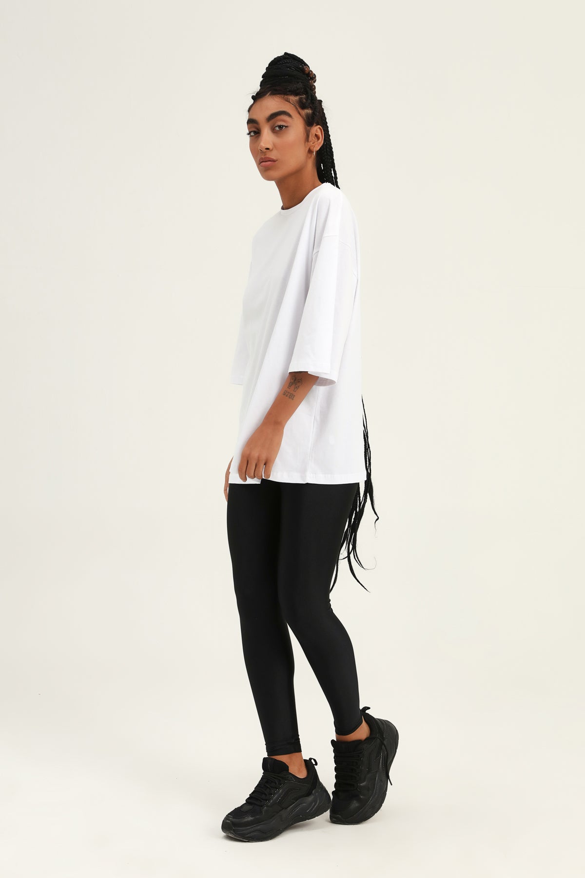 Trojan Sleeve Basic Oversize T-Shirt White