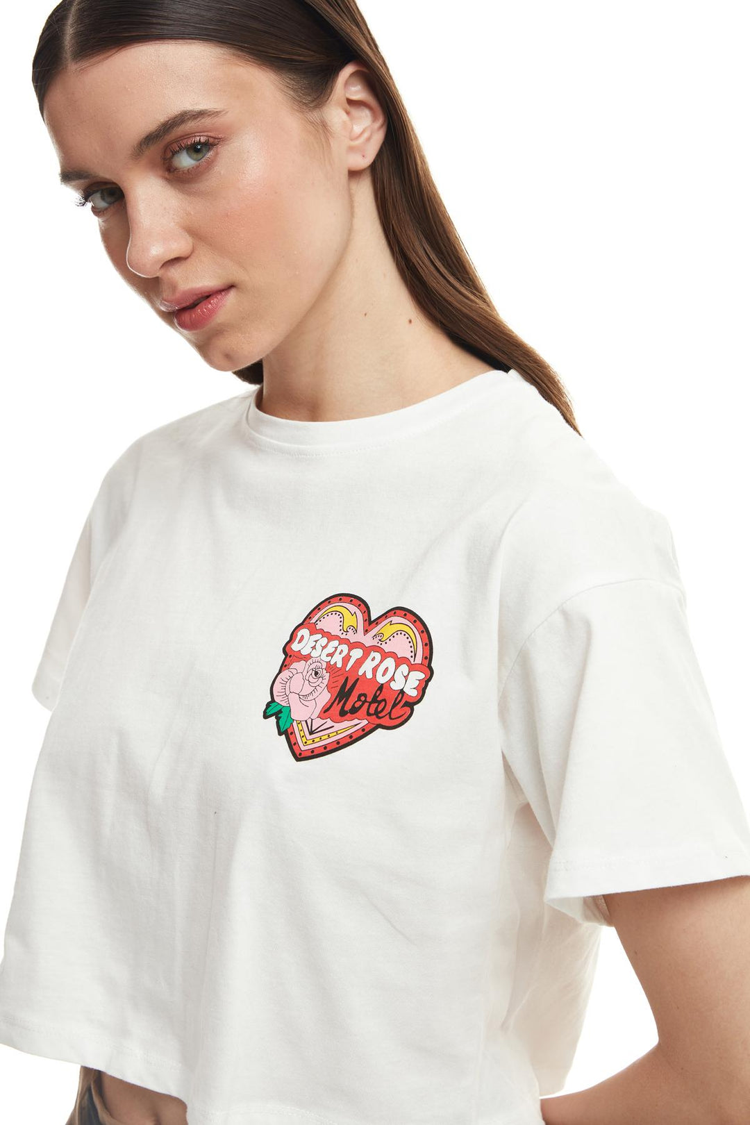 Back Printed Crop T-Shirt Ecru