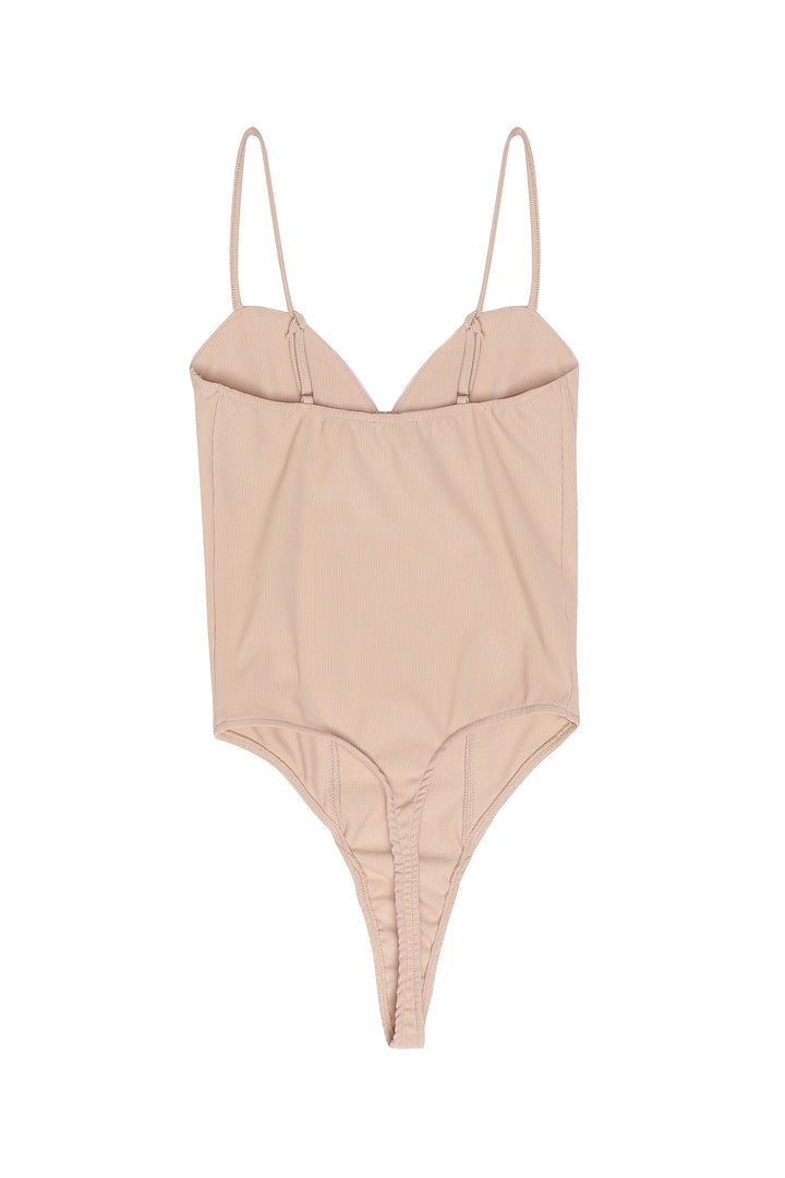 Göğüs Detaylı Bodysuit Bej