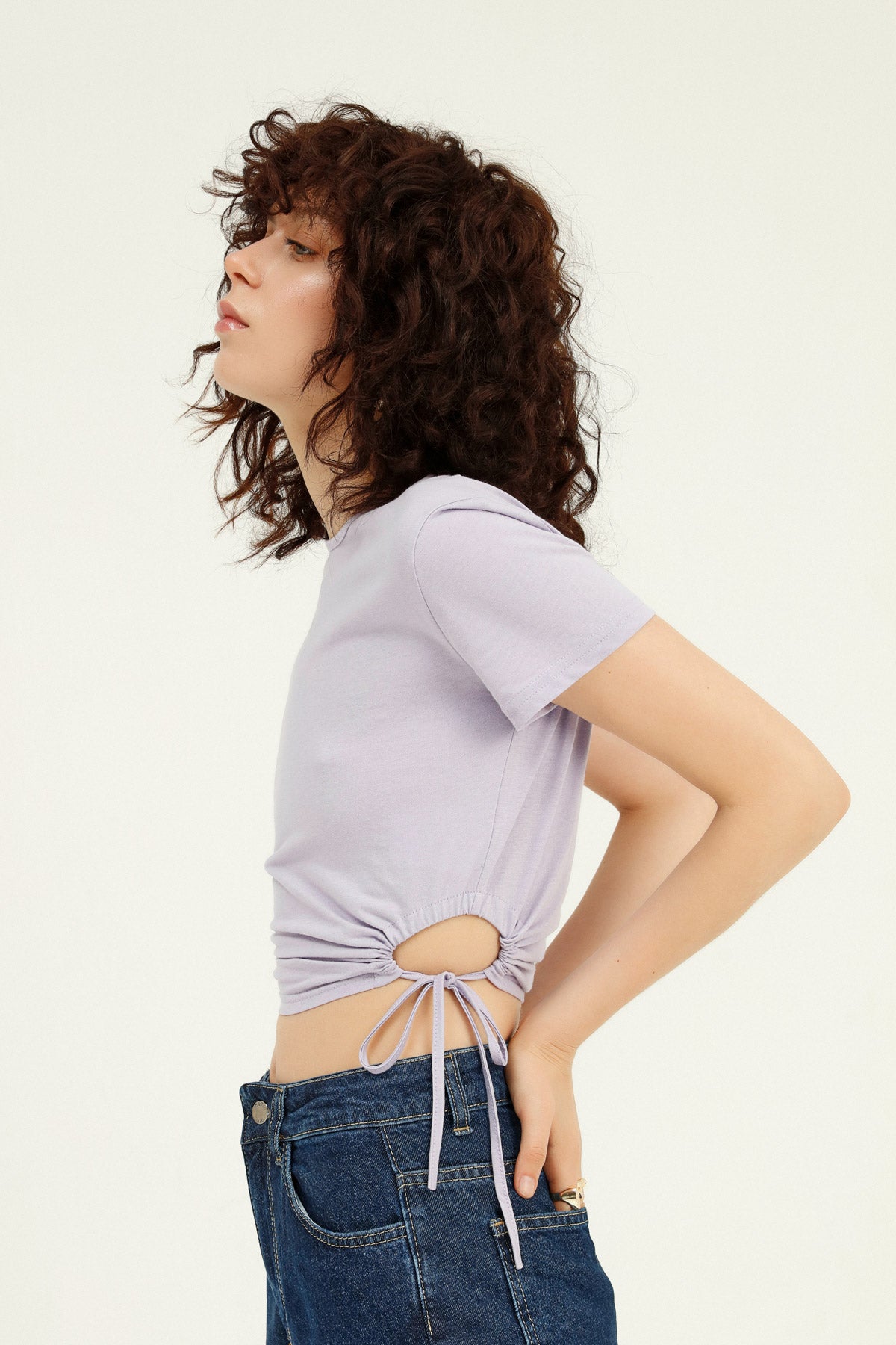 Pleated Decollete T-Shirt Lilac