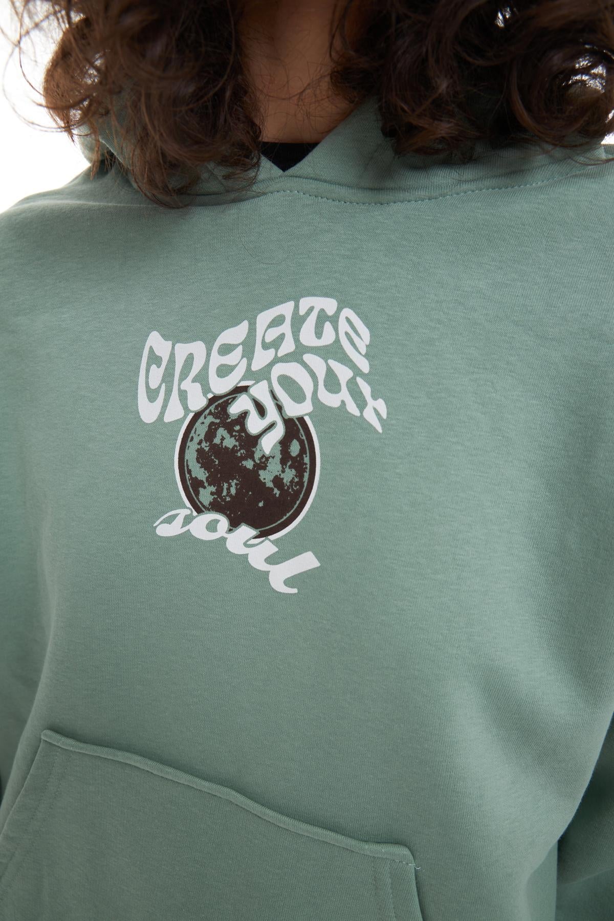 Kangaroo Pocket Hooded Sweatshirt Mint