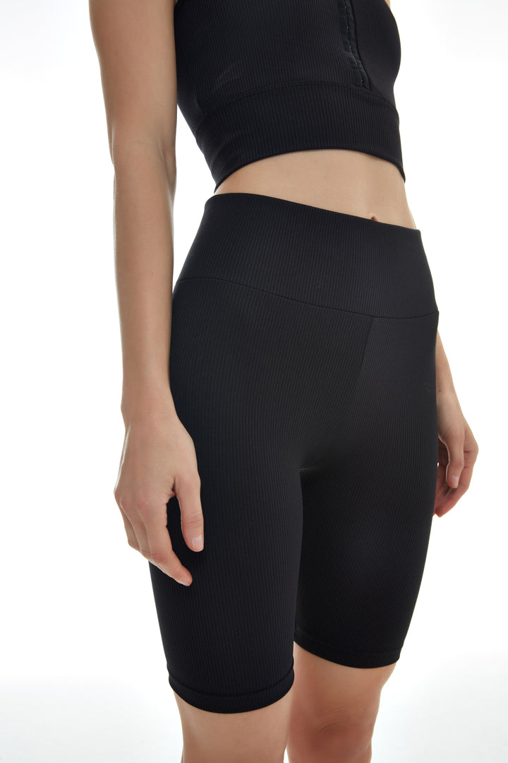 Ribbed Biker Leggings Black