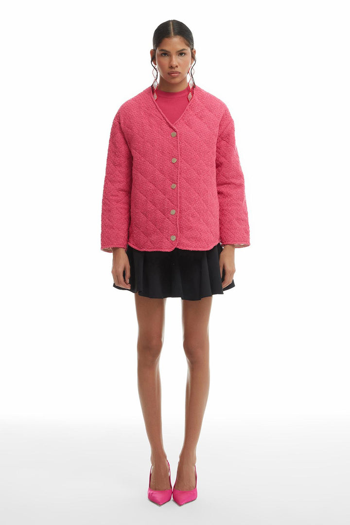 Quilted Kaftan Short Jacket Candy Pink