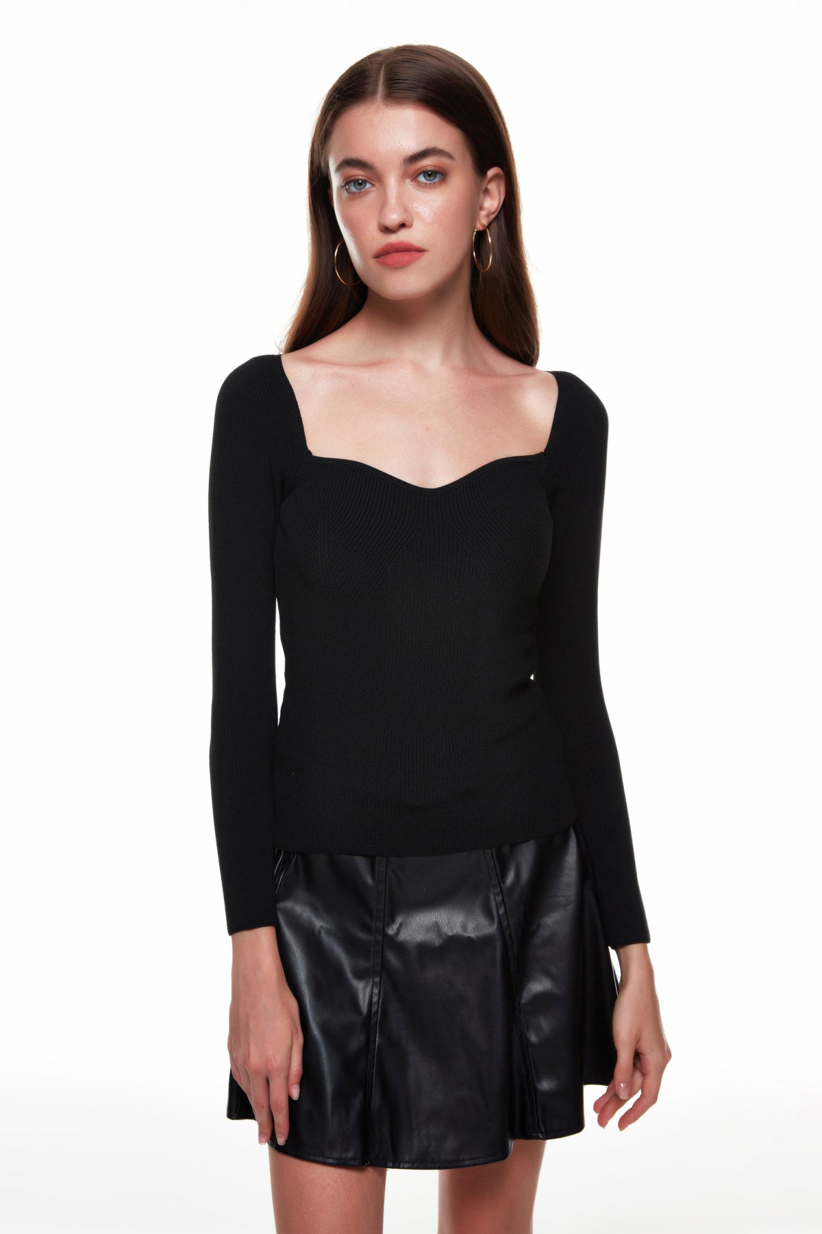 Long Sleeve Knitwear Blouse Black