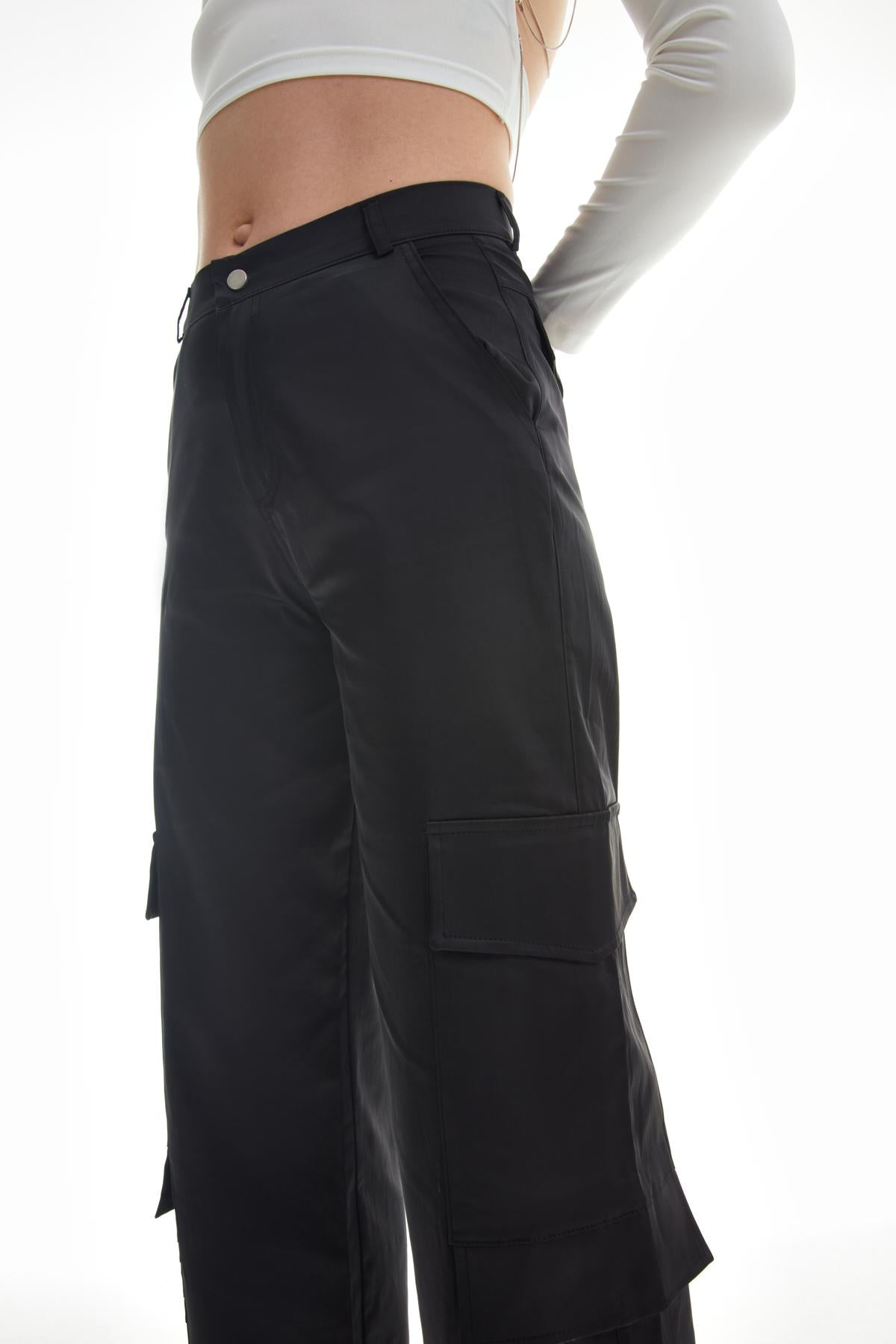 Drawstring Cargo Pants Black