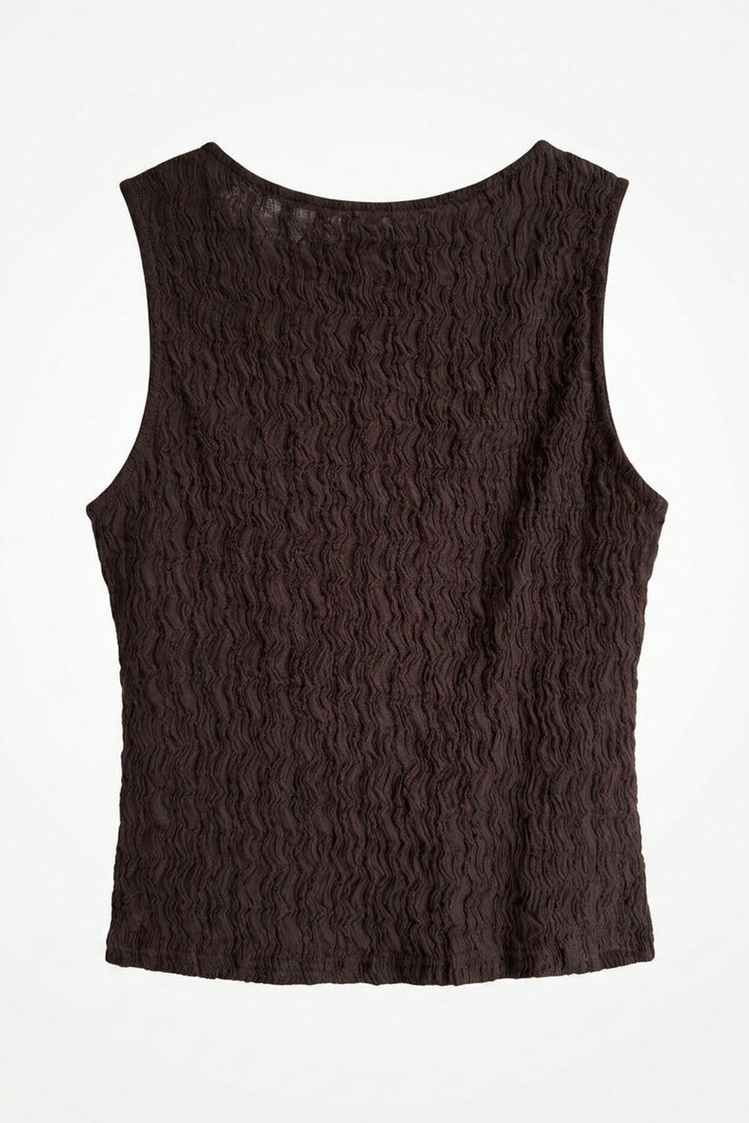 Önü Bağlamalı V Yaka Dokulu Bluz Kahverengi