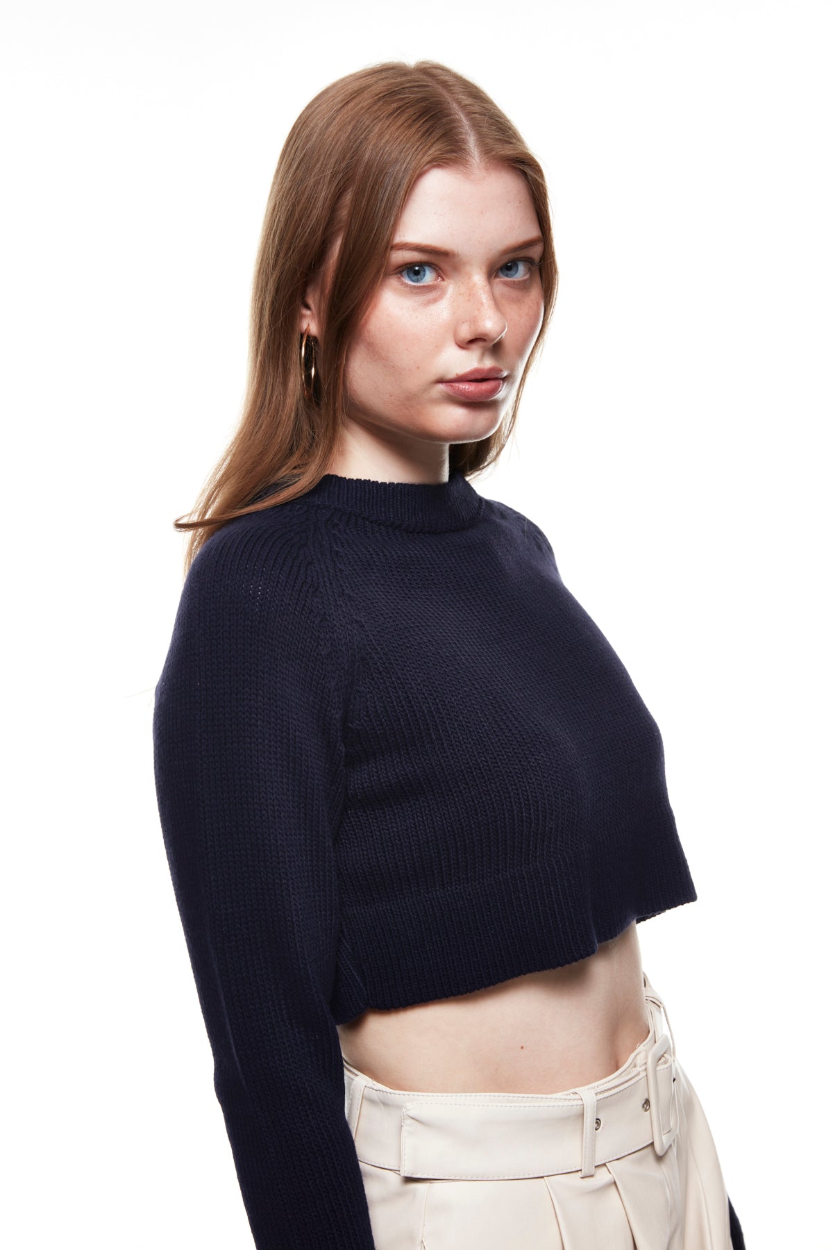 Crop Knitwear Sweater Navy