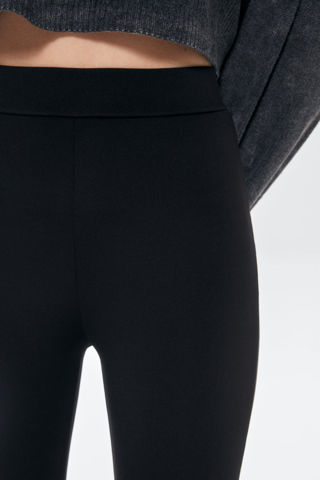 İspanyol Paça Dalgıç Kumaş Tayt Siyah