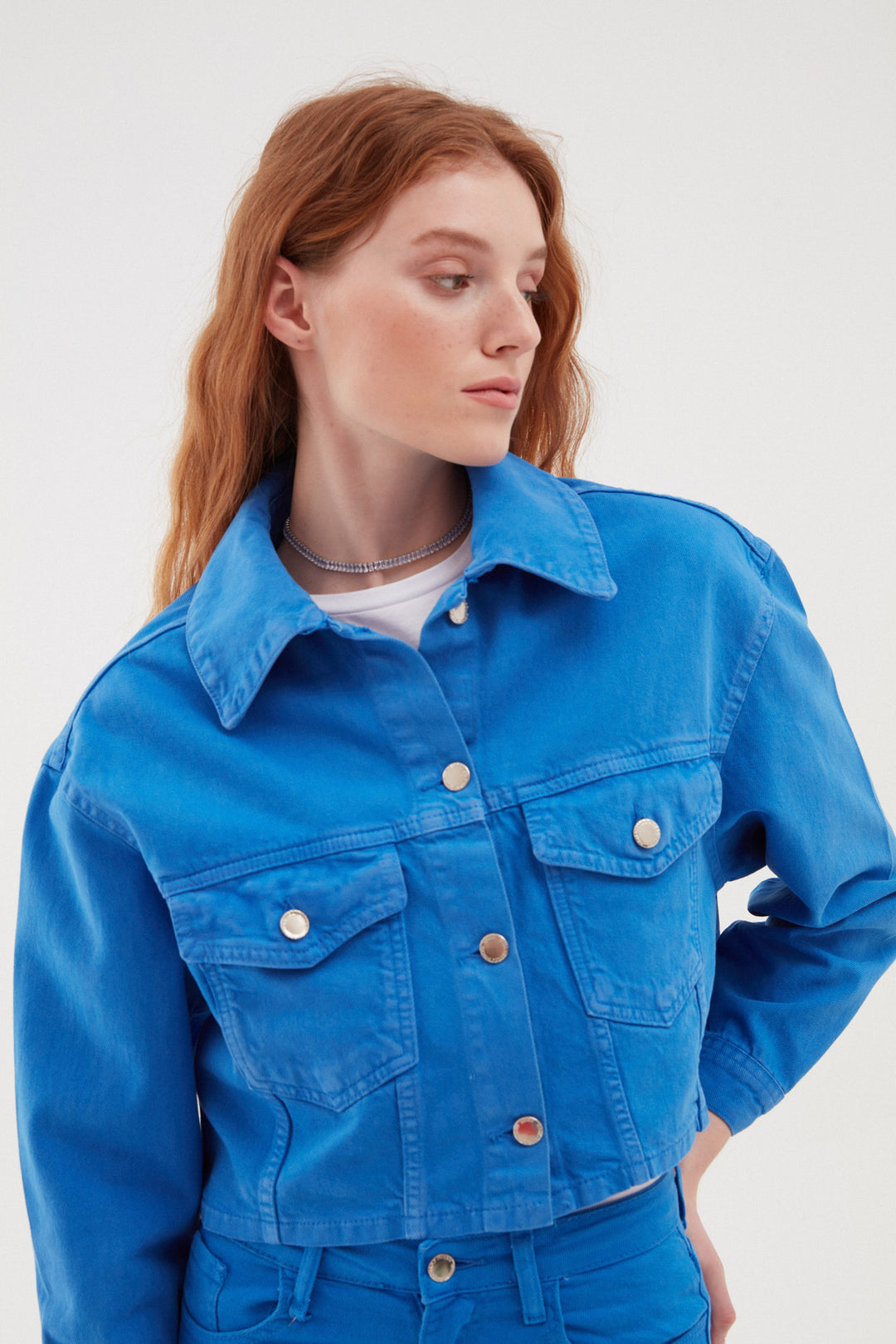 Crop Denim Jacket Blue