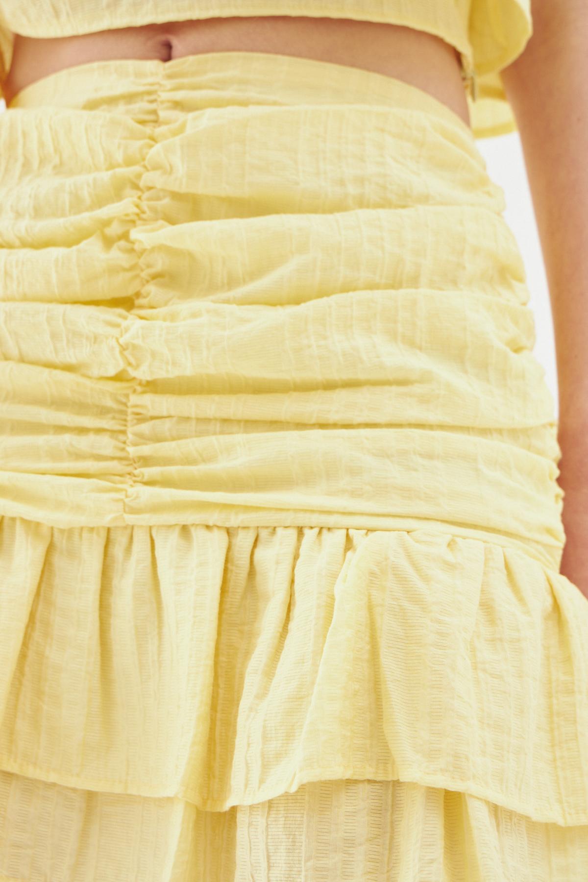 Ruffle Detailed Mini Skirt Yellow