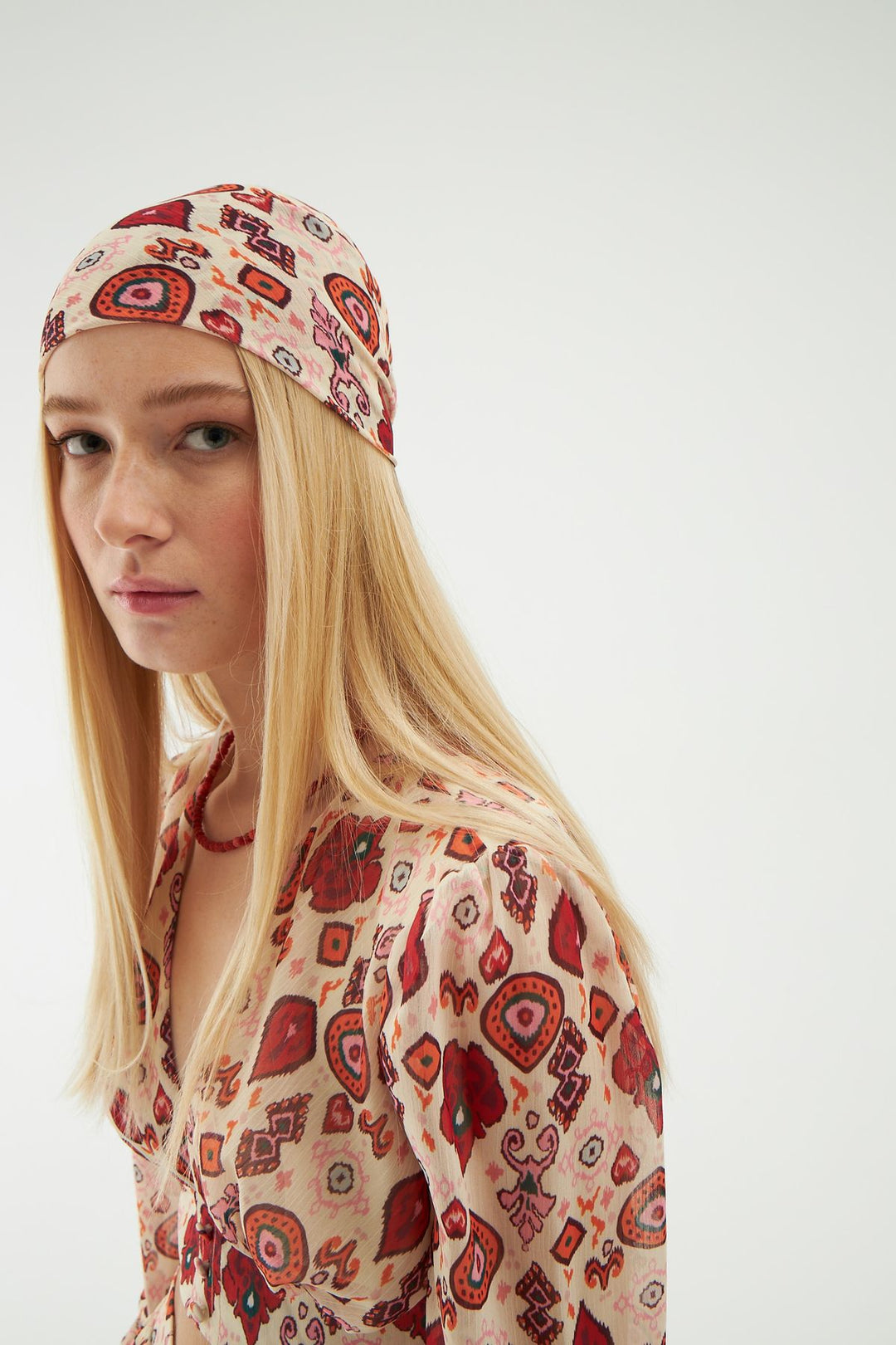 Colorful Patterned Bandana Beige