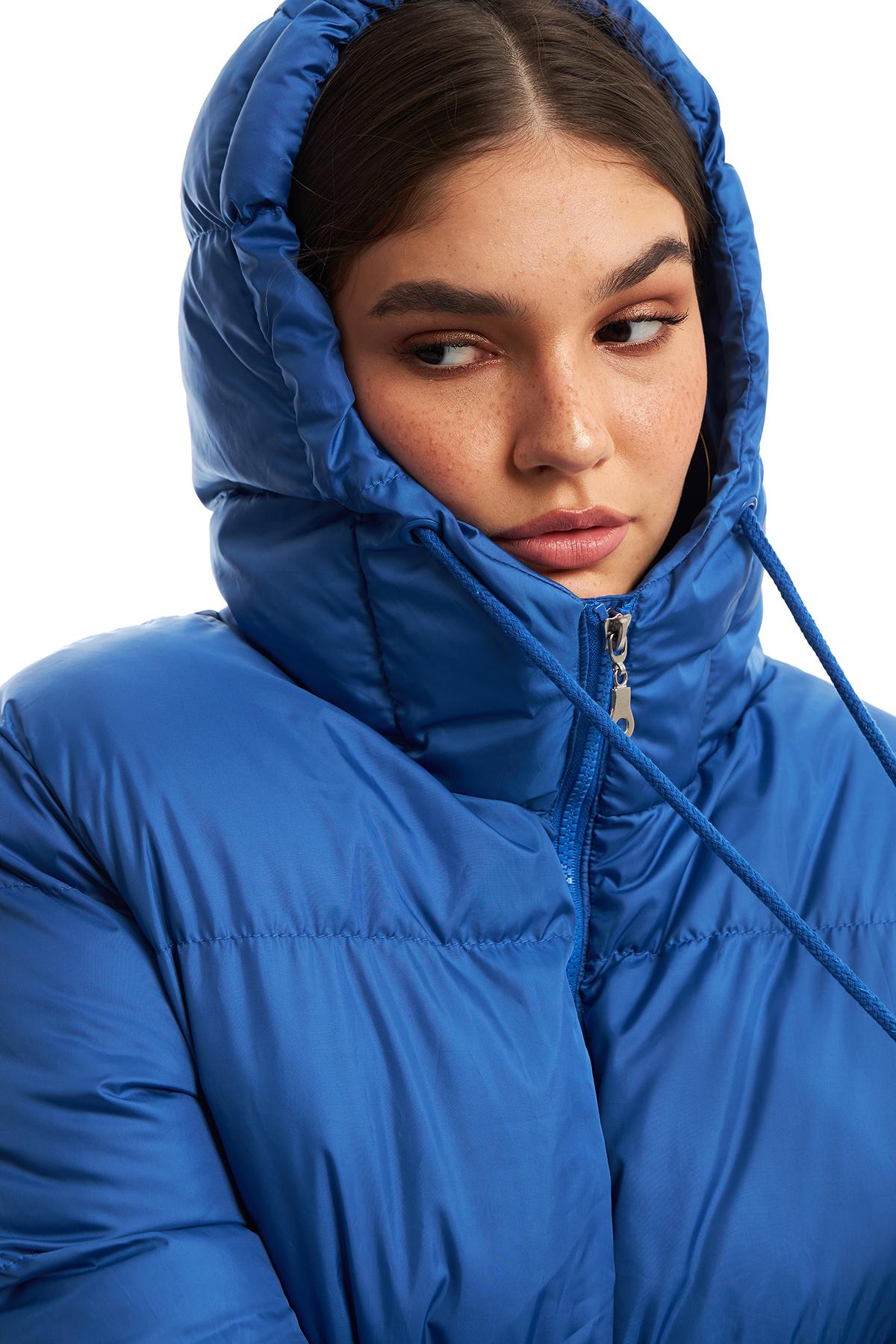 Hooded Long Inflatable Coat Indigo