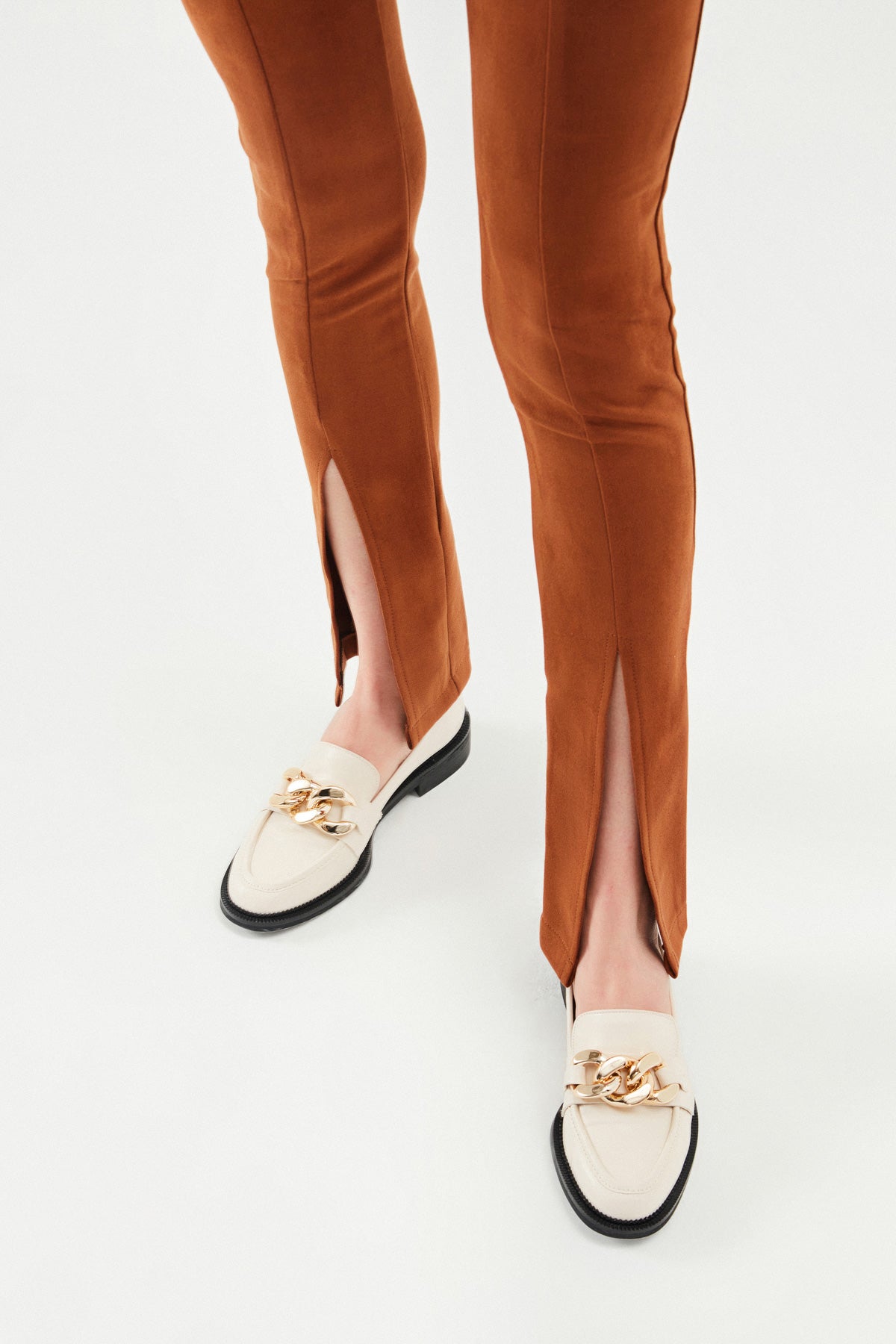 Slit Suede Trousers Brown