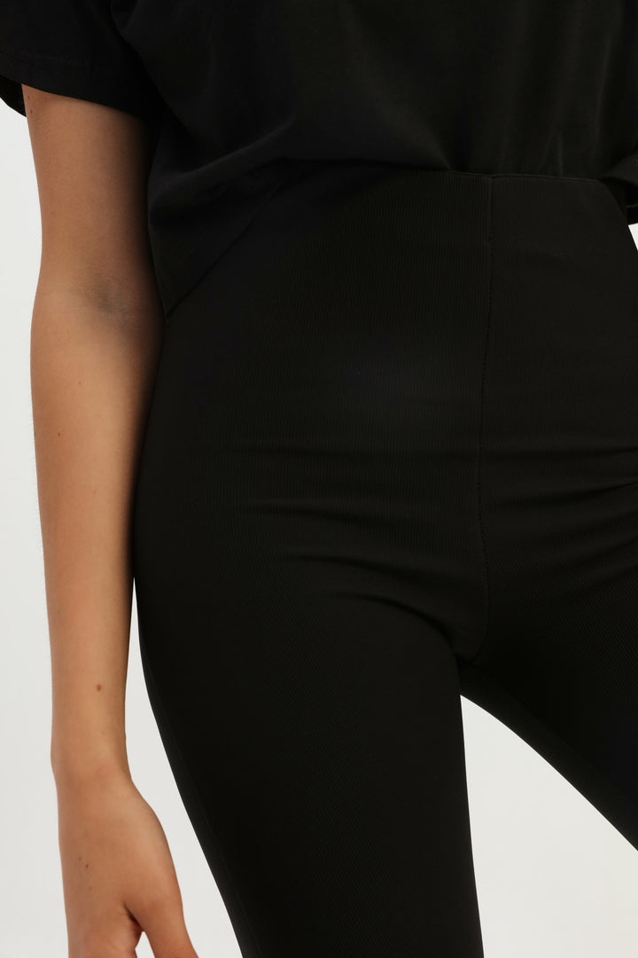 Dokulu Biker Tayt Siyah