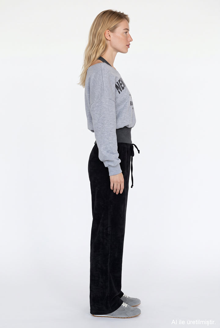 Halter Garnili Baskılı Sweatshirt Grimelanj