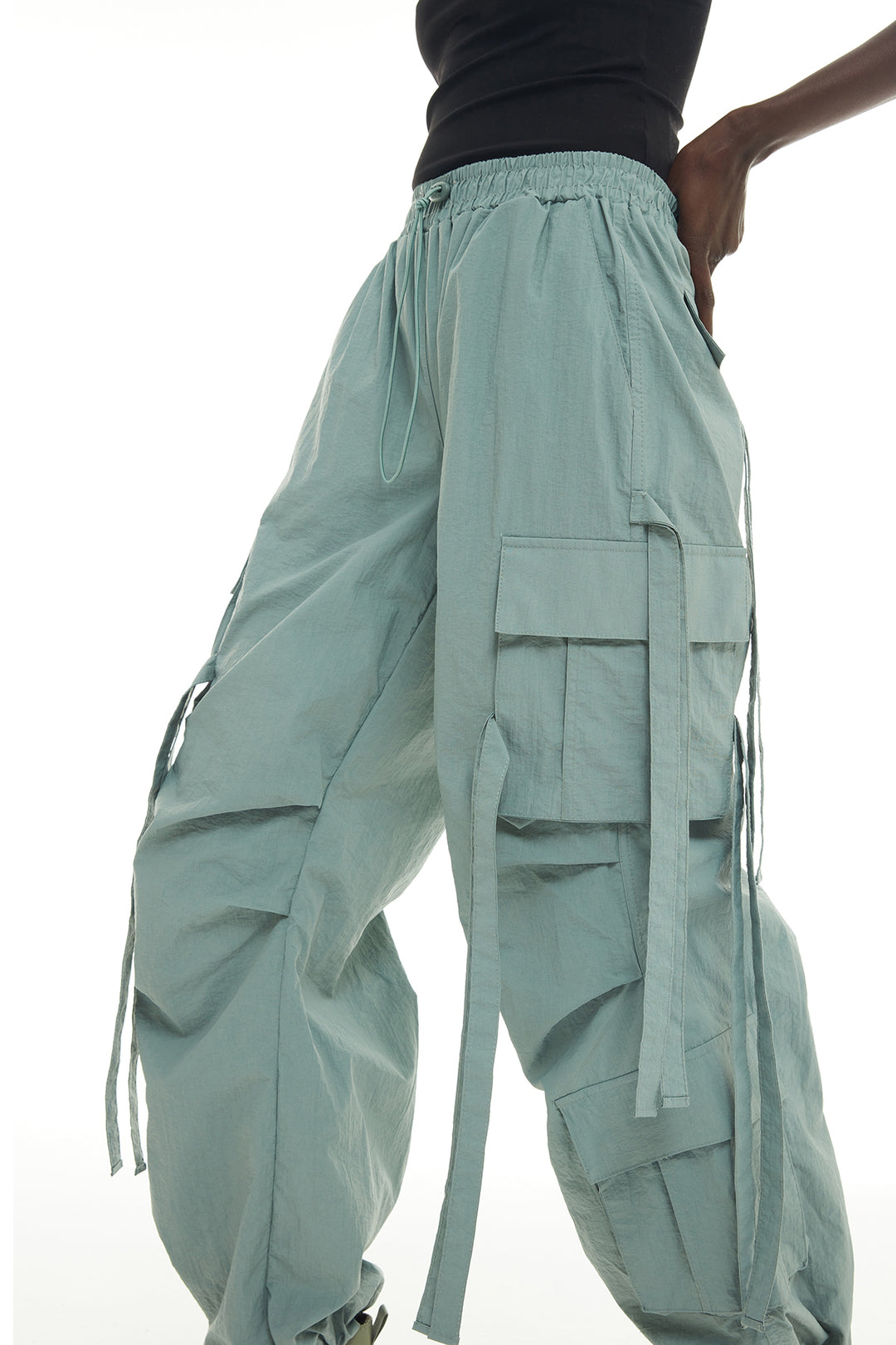Lacing Detailed Parachute Trousers Mint