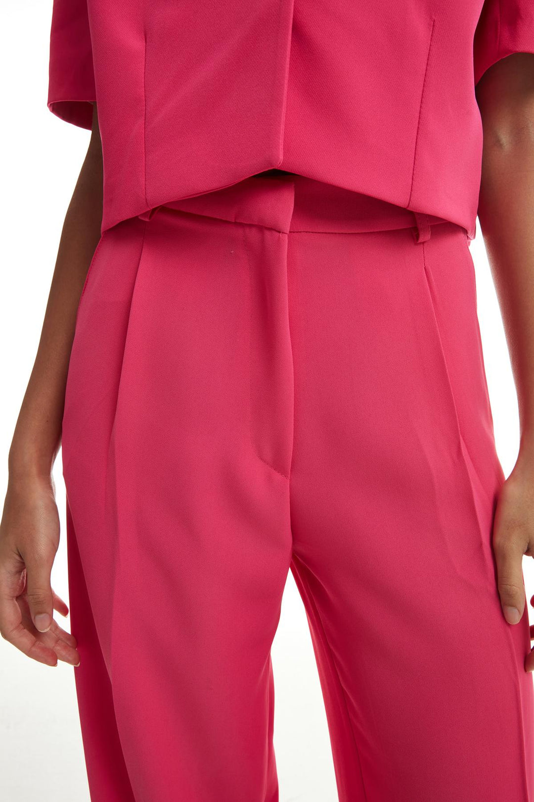 Pleated Wide Leg Trousers Fuchsia