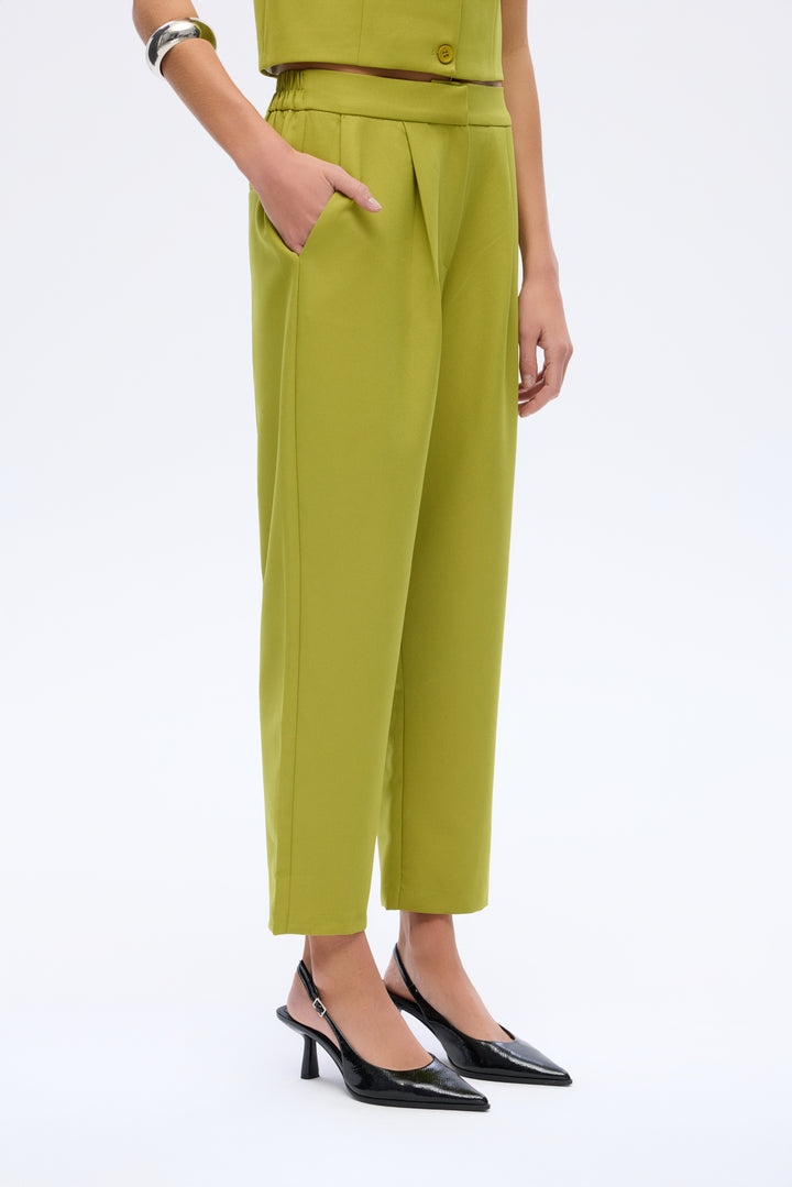 Beli Lastikli Kumaş Pantolon Olive
