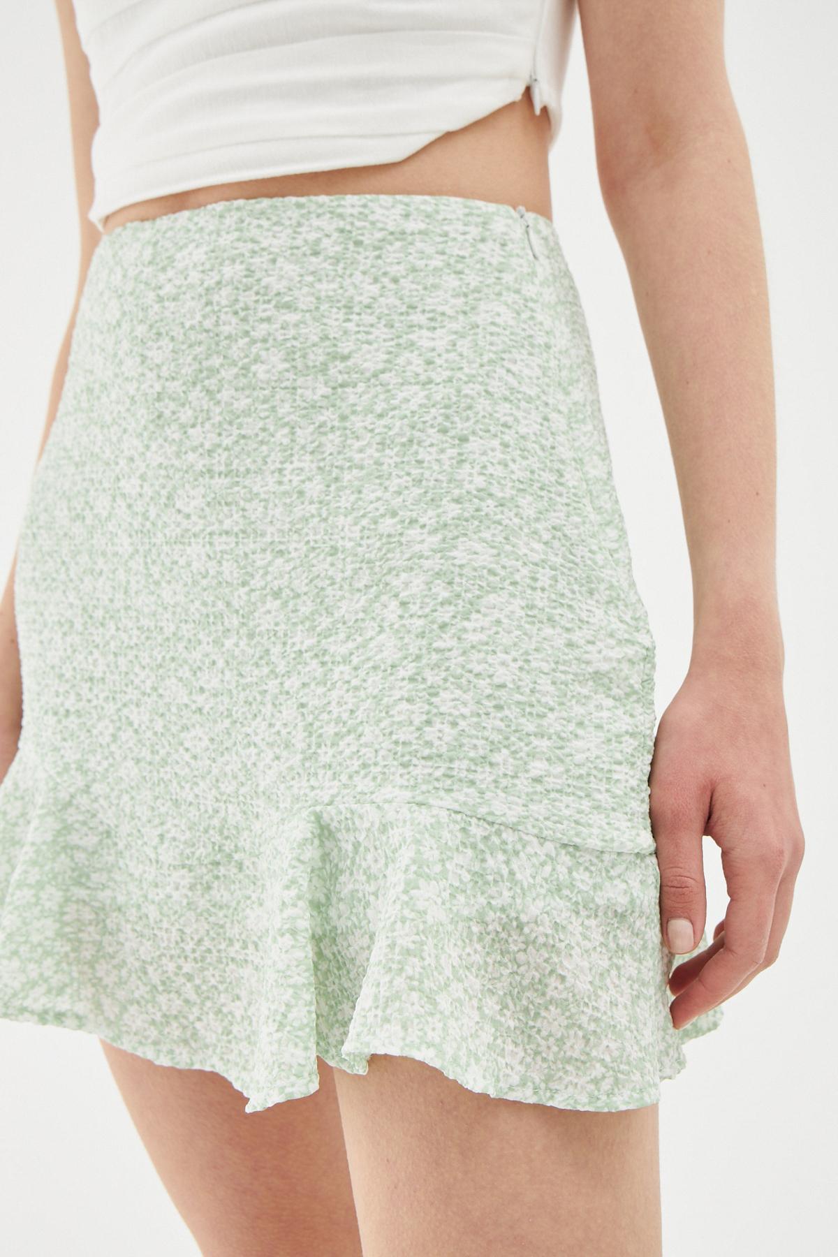 Flywheel Detailed Patterned Shorts Skirt Mint