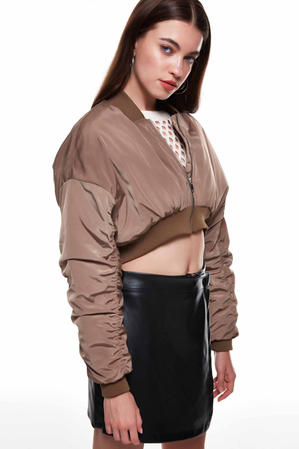 Inflatable Crop Jacket Khaki