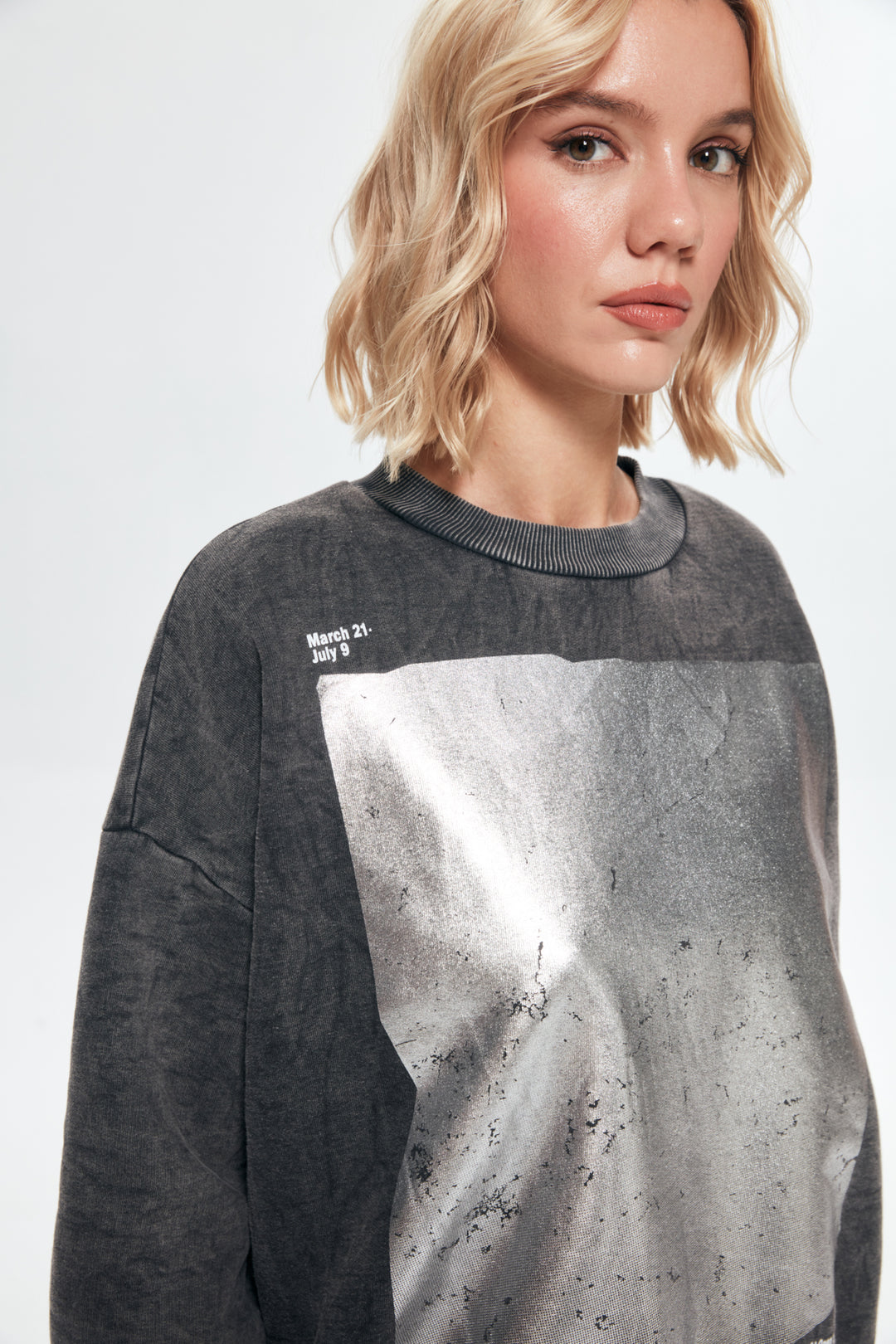 Folyo Baskılı Sweatshirt Antrasit